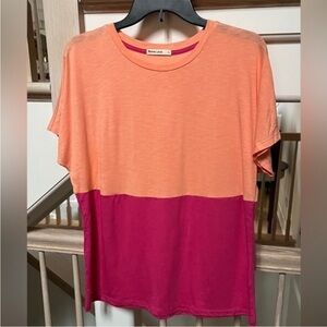 Marine Layer Caitlyn Tee in Papaya Punch/Lilac Rose L NWOT